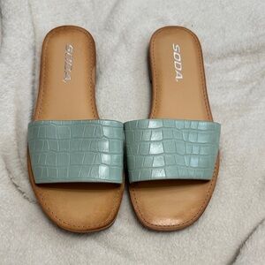 Soda Women's Light Green Slide Sandals